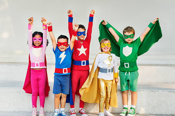 istock Superheroes Kids Friends Playing Togetherness Fun Concept 577346410