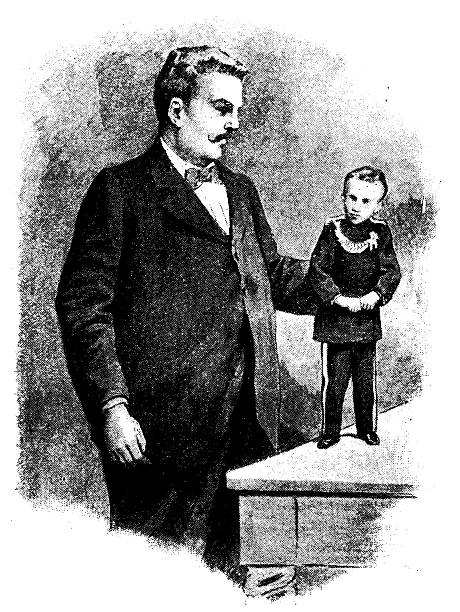 Antique illustration of small man Antique illustration of small man guinnes stock illustrations