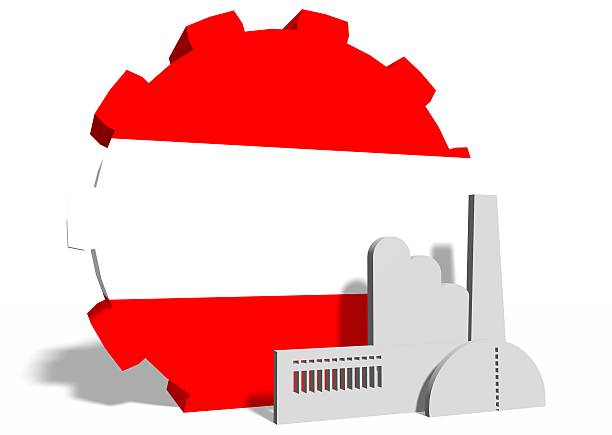istock Austria heavy industry concept image. Gear and plant icon 577349236
