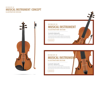 Violin Instrument Design Violin Musical Instrument Design Realistic Style And Banner Layout ...