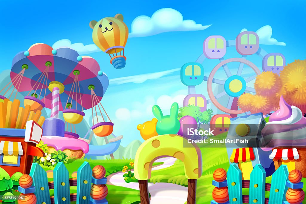 Ilustración de Colorido Parque Infantil Parque De Atracciones Arte Realista De Estilo De Dibujos Animados Fantástico y más Vectores Libres de Derechos de Niño - iStock Ilustración de Colorido Parque Infantil Parque De Atracciones Arte Realista De Estilo De Dibujos Animados Fantástico y más Vectores Libres de Derechos de Niño - iStock