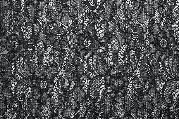 schwarze offene spitze hintergrund textur - embroidery needlecraft product dress pattern stock-fotos und bilder