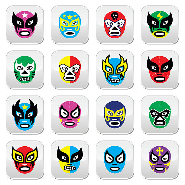 istock Lucha Libre, Luchador Mexican wrestling masks buttons 577615740