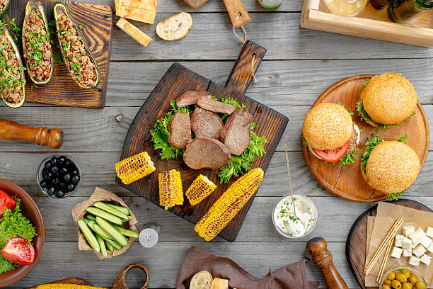 istock Different food cooked on the grill 577616530