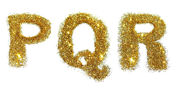 istock Letters P, Q, R of golden glitter sparkle on white 577620268