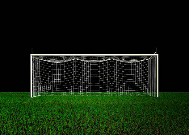 istock Football Goal on Black Background 3d rendering 577620274