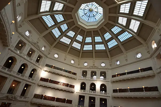 The spectacular dome that harbours over the famed LaTrobe Reading room in State Library Victoria, Melbourne, Australia. 