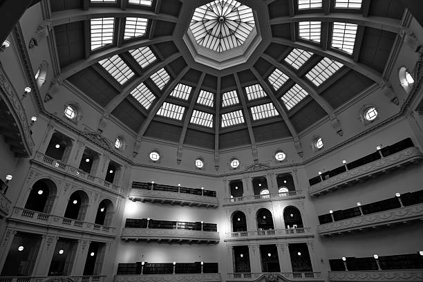 istock State Library Victoria Interior Melbourne Australia Black and White 577622722