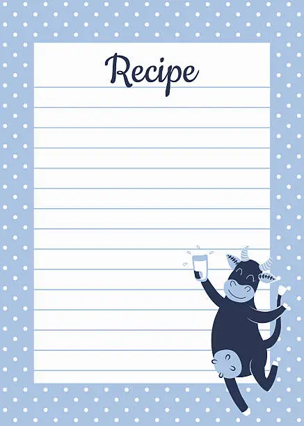 Vector illustration of cow recipe card vert