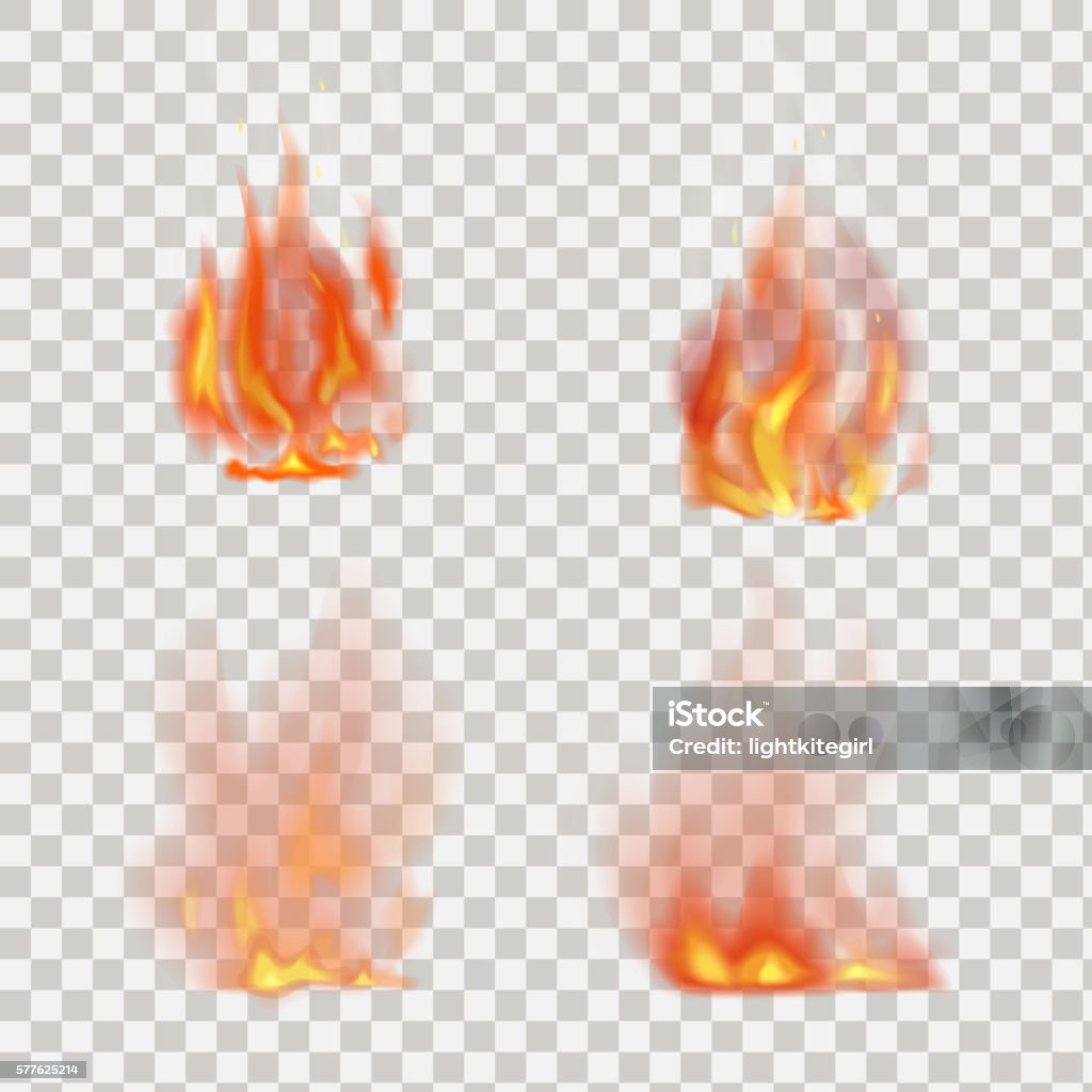 Realistic fire flames vector on transparent background Realistic fire flames vector isolated on transparent background Flame stock vector