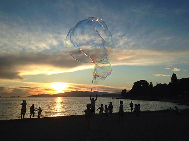 Giant bubbles in the sky of Vancouver at sunset