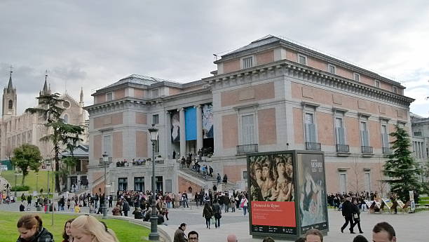 Outside Prado Museum Madrid, Spain - January 2, 2011: People outside Museo del Prado, Madrid, Spain. museo del prado stock pictures, royalty-free photos & images