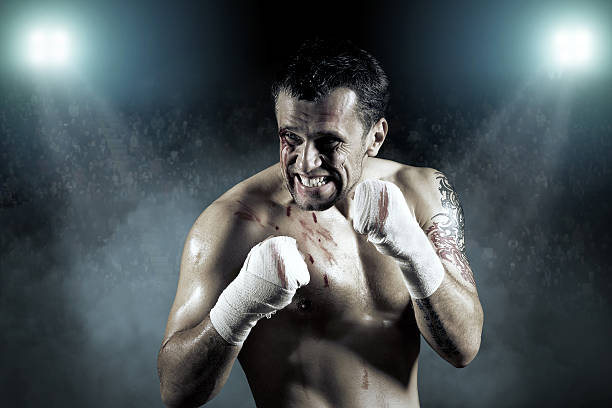 istock Portrait of boxer in blood 577626852