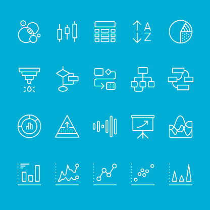 Infographic & Chart Types outline vector icons kit