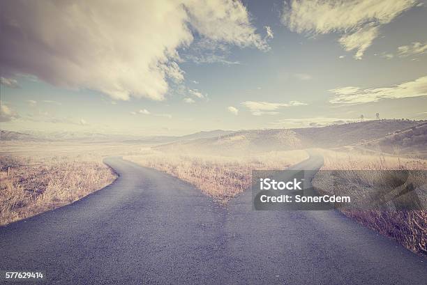 Concept Of Choice With Crossroads Spliting In Two Ways Stock Photo - Download Image Now