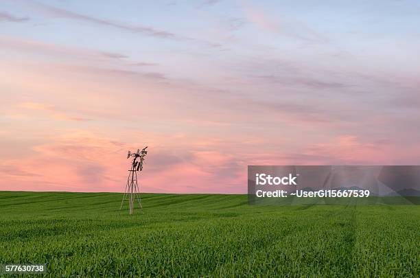 Broken Wind Pump On Farmlands Stock Photo - Download Image Now - Agricultural Equipment, Agricultural Field, Agriculture