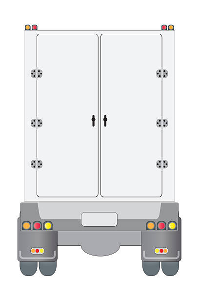 Trailer Container Cargo truck Back view of Trailer Container Cargo truck film trailer music stock illustrations