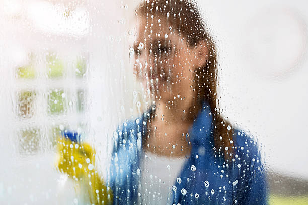 istock Cleaning - cleaning window pane with detergent 577637100