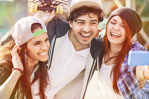 istock Group of skaters making selfie 577637650