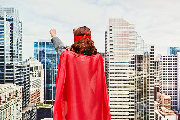 istock Rear view of superhero flying 577639206