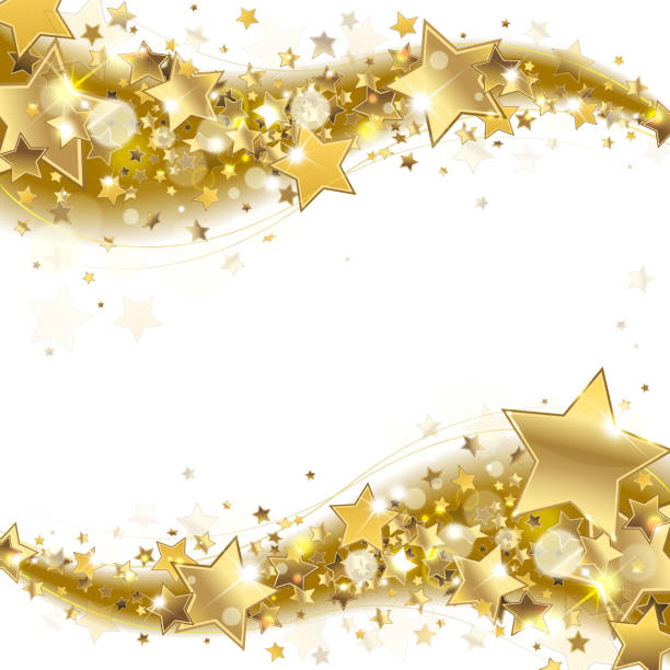 Banner with Gold Stars banner with gold stars on a white background success borders stock illustrations