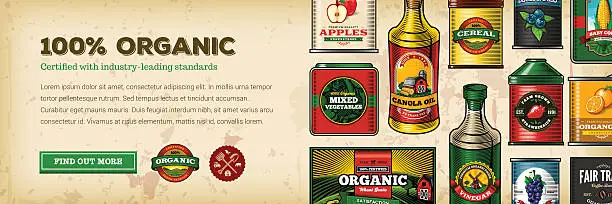 Vector illustration of Organic Farm Fresh Web Banner