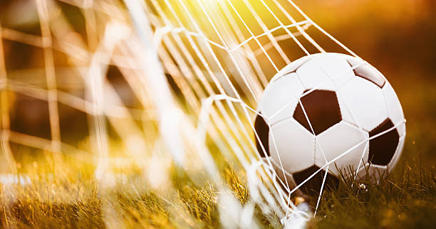 istock Soccer ball in goal 577644700