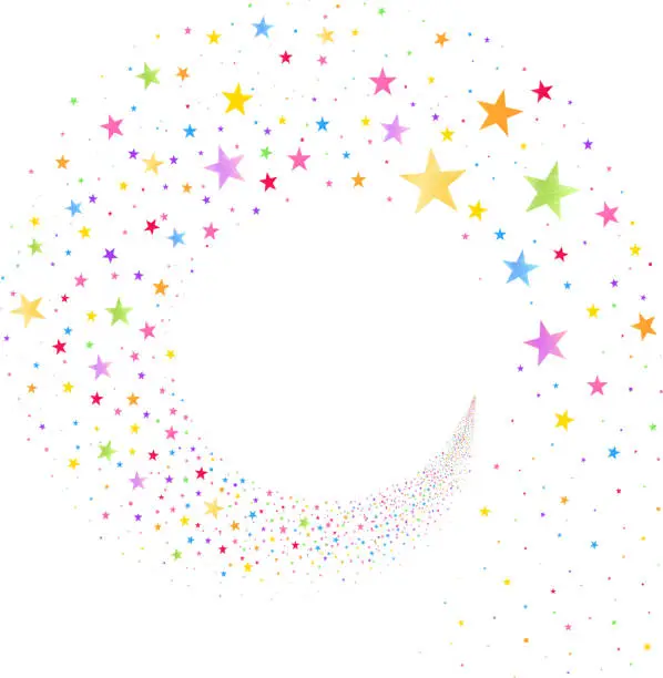 Vector illustration of Stream of Multicolored Stars