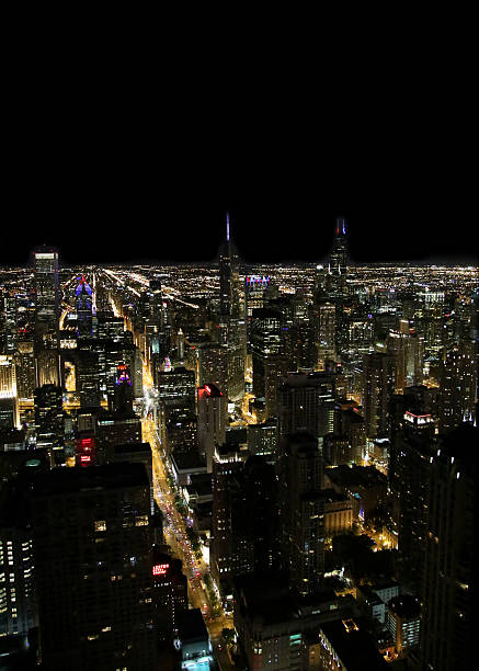 istock Chicago night downtown aerial view 577647938