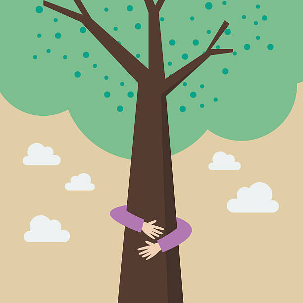 Kid Hands Hug Tree Stock Illustration - Download Image Now - Tree,  Embracing, Rescue - iStock