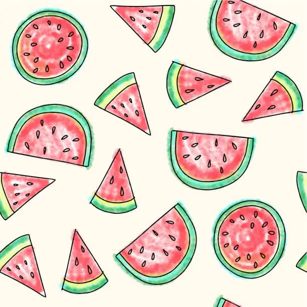 Vector illustration of Watermelon seamless pattern