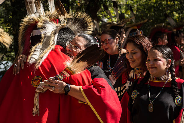 Honored veteran at the Kiowa Blackleggings Warrior Society Pow-wow. Anadarko, Oklahoma, U.S.A.  - October 11, 2015: Honored veteran at the Kiowa Blackleggings Warrior Society Pow-wow. kiowa stock pictures, royalty-free photos & images