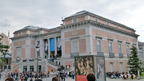 Madrid, Spain - 2nd January 2011: People outside Museo del Prado, Madrid, Spain.
