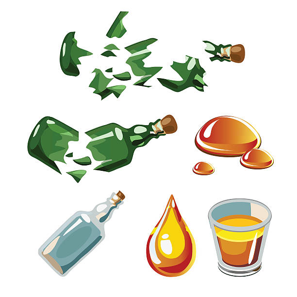 壊れたボトル、滴、アルコール、ガラス分離 - whisky liqueur glass alcohol bottle点のイラスト素材／クリップアート素材／マンガ素材／アイコン素材