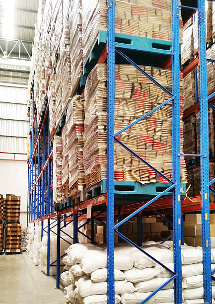 istock interior of warehouse. Factory warehouse shelf ready for supply 577655752