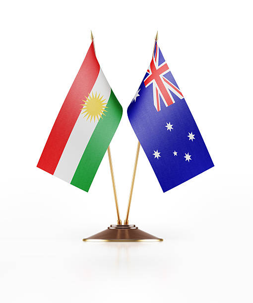 istock Miniature Flag of Kurdistan and Australia 577656388