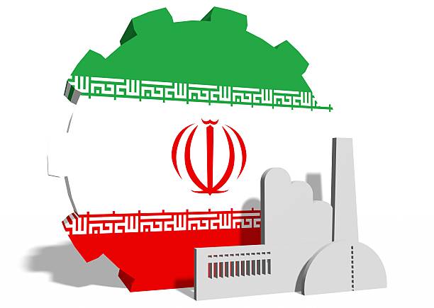 istock Iran heavy industry concept image. Gear and plant icon 577658122