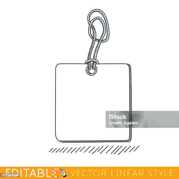 Label Ropes With Tag Short Rope Label Tag With Rope Editable Vector Graphic In Linear Style Stock ...