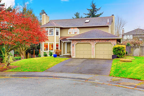 istock Classic American two story house with brick trim 577932760