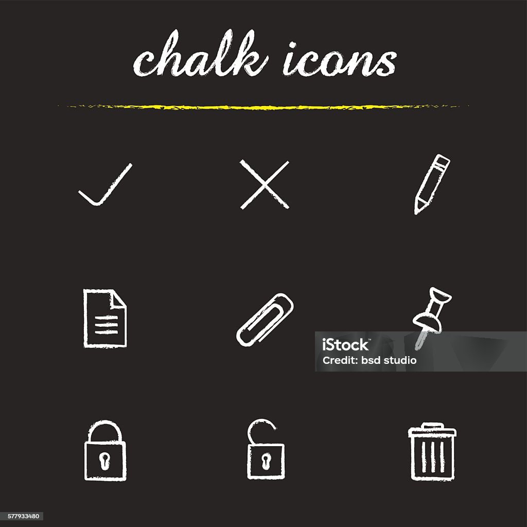 File management icons File management icons set. Vector. Yes and no, edit, save, file, delete buttons Sports Chalk stock vector