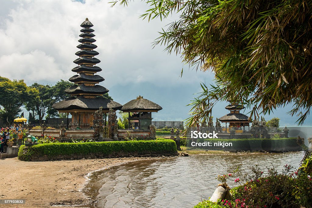 exotic beratan temple, bali exotic temple at bali, indonesia Agricultural Field Stock Photo