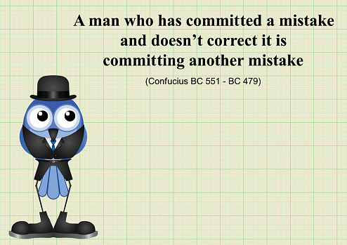 Man committing a mistake Chinese proverb on graph paper background with copy space for own text