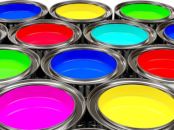 istock Colorful oil paints in open banks. 577939960