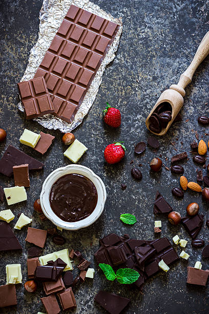 istock Different varieties of chocolate. White,milk,dark  chocolate . 577940820