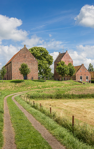 Medieval church on a mound in Ezinge, Holland