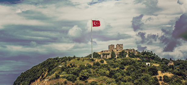 turkish flag and hill