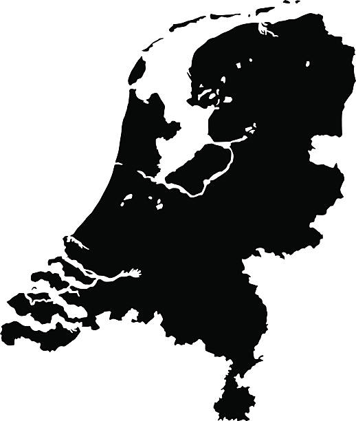 stockillustraties, clipart, cartoons en iconen met black netherlands map - maastricht