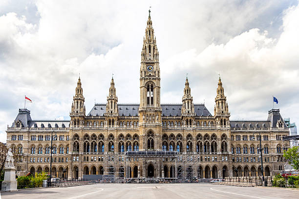 City Hall is the head office of Vienna's municipal administratio Vienna, Austria - April 27, 2015: City Hall is the head office of Vienna's municipal administration. More than 2000 people work in the building. vienna town hall stock pictures, royalty-free photos & images