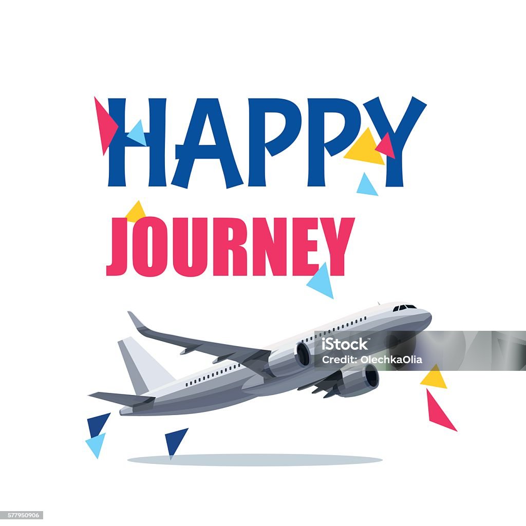 Flying Air Plane With Happy Journey Header Stock Illustration ...