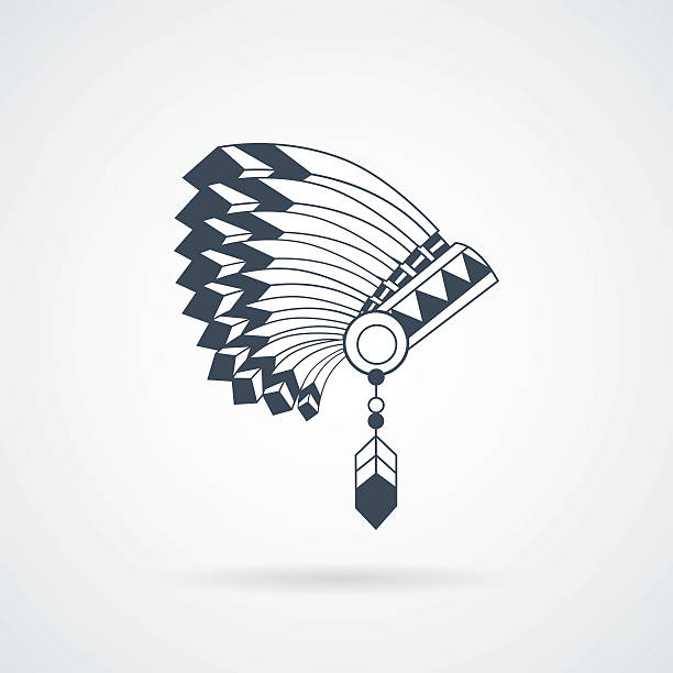 아메리칸 인디언 깃털 전쟁 보닛 - native american north american tribal culture tribal chief headdress stock illustrations